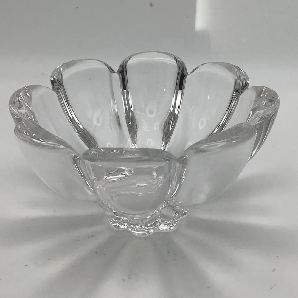 Orrefors Mayflower Crystal Glass Petal Shaped  Bowl